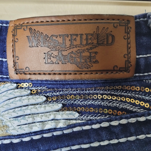 Westfield Eagle Cowgirl Jeans Rhinestones Sequins Embellished Size 5 - Picture 8 of 10
